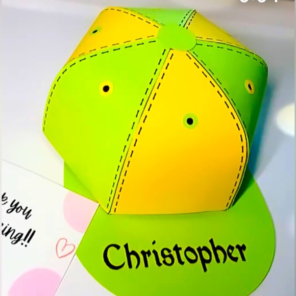 Handmade cardstock baseball caps - Picture 7 of 11